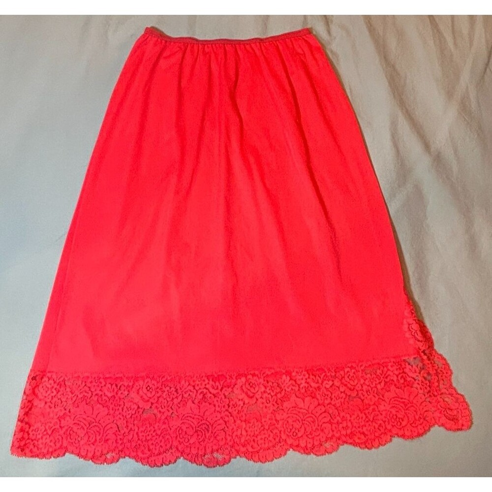Vanity Fair Orange Half Slip 4" Lace Trim Vintage USA Made Size M